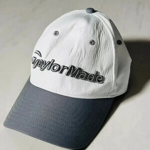 TaylorMade White Golf Cap / Hat - Adjustable White with Gray Bill
